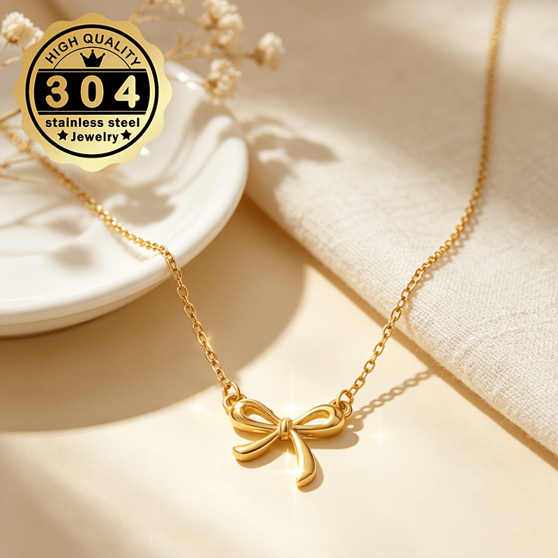 Women's Bow-Shaped 304 Stainless Steel Necklace